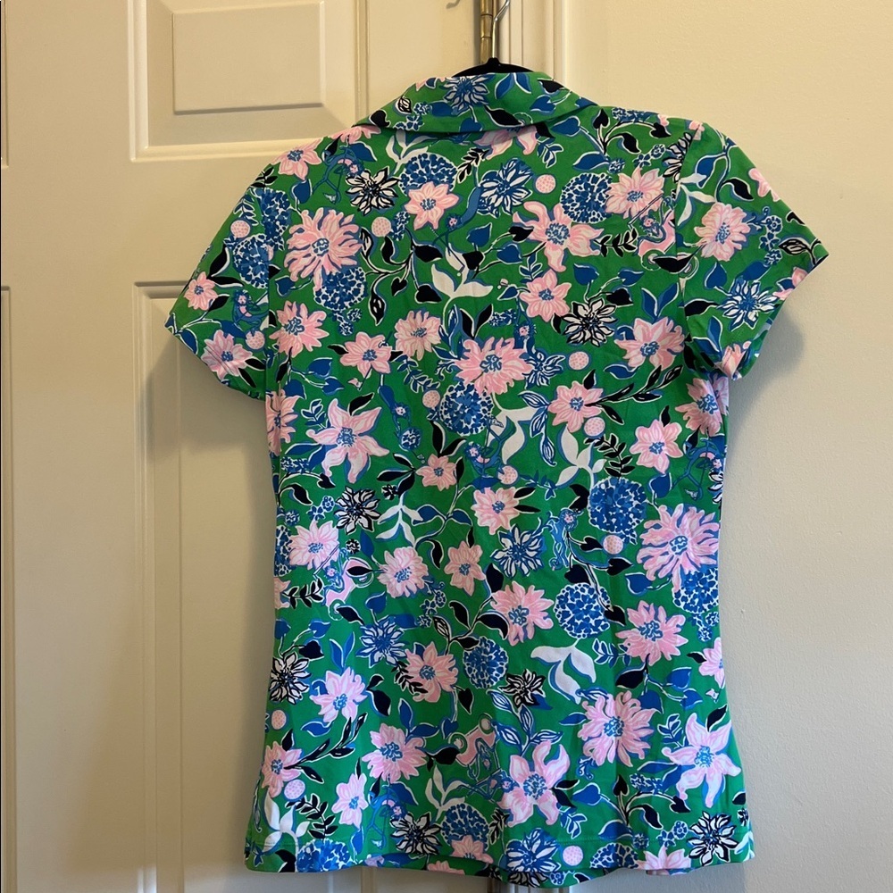 Lilly Pulitzer Freda scallop polo in spearmint golf to you drop M size - Picture 4 of 4